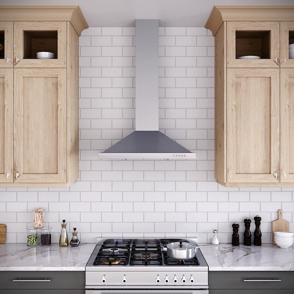 Streamline 30 in. Fermi Ducted Wall Mount 220 CFM Range Hood in Brushed Stainless Steel - T-4807-1-DT
