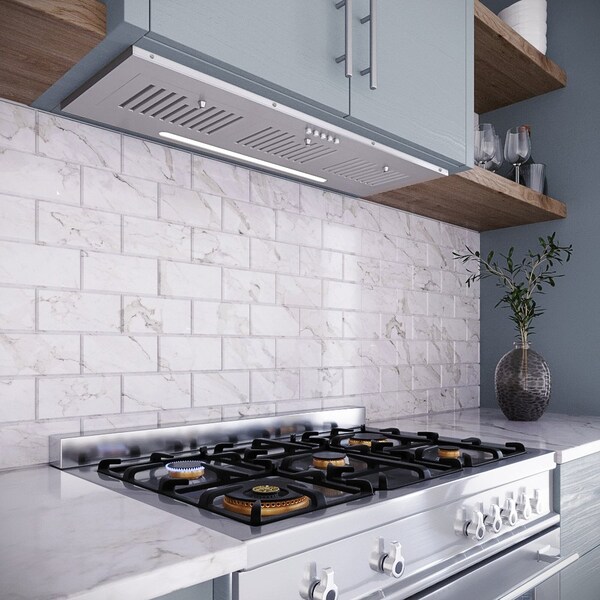 Streamline 36 in. Melisurgo Convertible Insert 350 CFM Range Hood in Brushed Stainless Steel - T-11359-1-CL