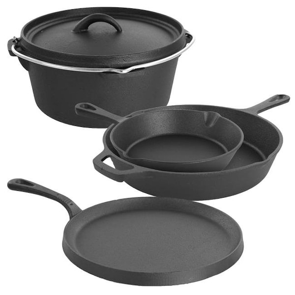 Megachef Megachef MCCI-440 5 Piece Pre-Seasoned Cast Iron Kitchen Cookware Set with Pots & Pans - MCCI-440
