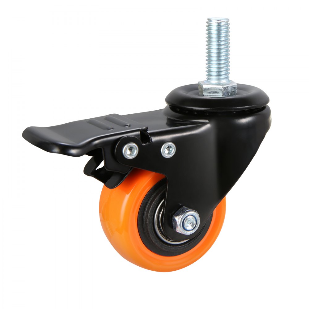 VEVOR Caster Wheels, 2 inch, Set of 4, 110 lbs Load Capacity, Threaded Stem Casters with Security Dual Locking Brake, Heavy Duty Industrial Casters, No Noise Swivel Caster Wheels for Cart, Furniture - GYLQXGJAZ2INCGGQVV0