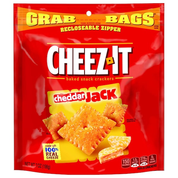 Cheez-It Cheez-It Bolsa con cierre recerrable de galletas Cheddar Jack 7 oz., Paquete de 6 - 2410020417