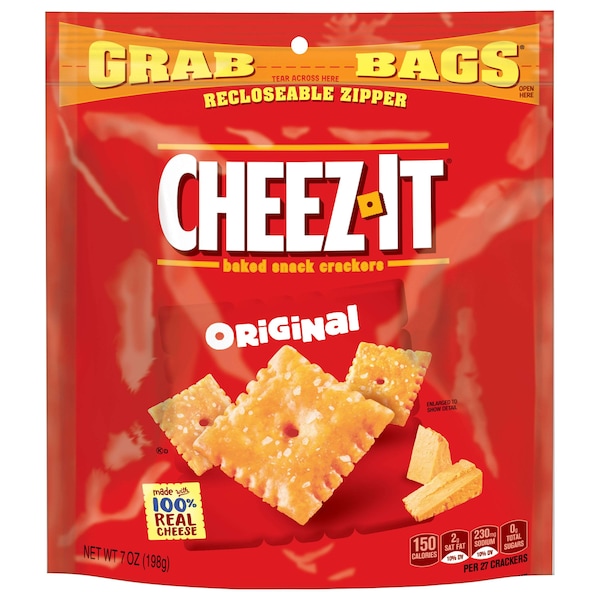 Cheez-It Cheez-It Bolsa con cierre recerrable de galletas Cheddar Jack 7 oz., Paquete de 6 - 2410020417