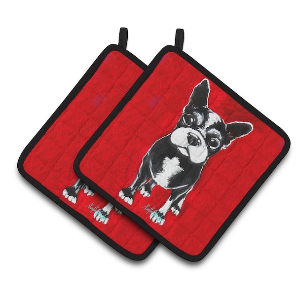 Carolines Treasures Boston Terrier Runt Pair of Pot Holders - MW1314PTHD