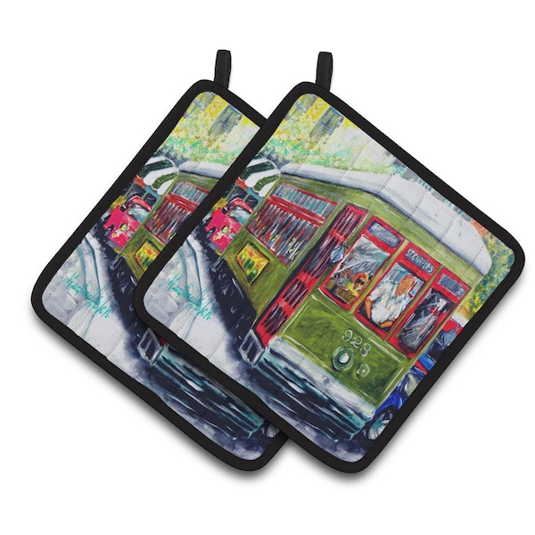 Carolines Treasures Streetcar Mid Summer Pair of Pot Holders - MW1338PTHD