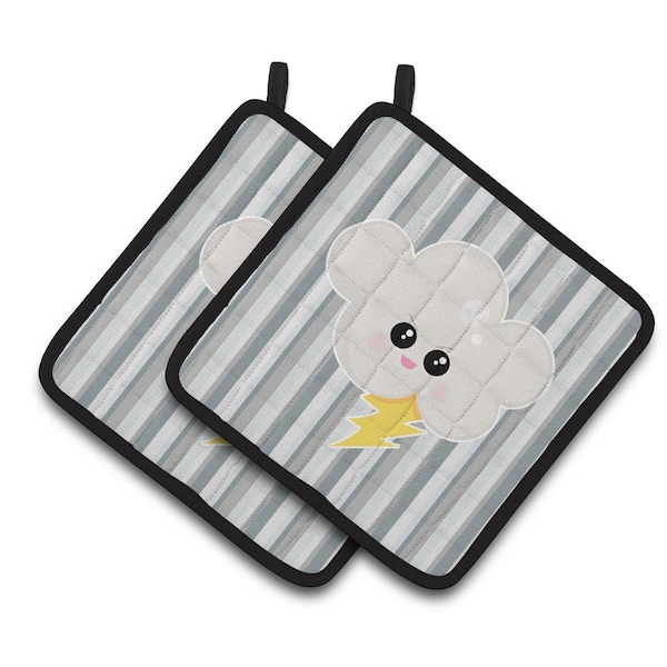 Carolines Treasures Weather Thuderstorm Face Pair of Pot Holders - BB7148PTHD