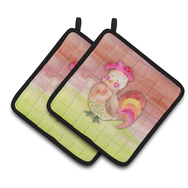Carolines Treasures Rooster Watercolor Pair of Pot Holders - BB7417PTHD