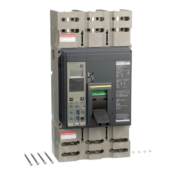 Square D Molded Case Circuit Breaker, PJL Series, 1,200A, 3 Pole, 600V AC, 100kA at 240V AC - PJL36120U44A