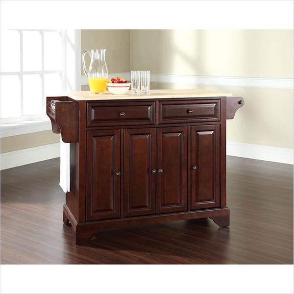 Modern Marketing Concepts Lafayette Natural Wood Top Kitchen Island In Vintage Mahogany Finish - KF30001BMA