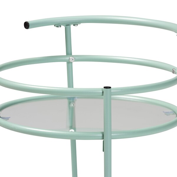 Baxton Studio Newell MidCentury Modern Mint Green Finished Metal 2Tier Kitchen Cart - 213-12480-ZORO
