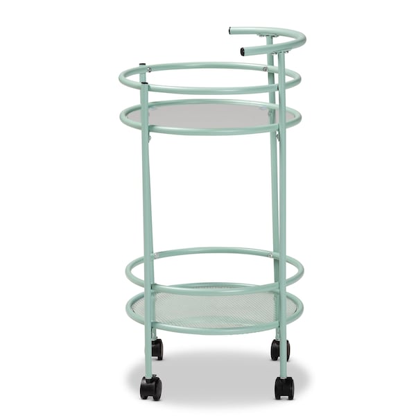 Baxton Studio Newell MidCentury Modern Mint Green Finished Metal 2Tier Kitchen Cart - 213-12480-ZORO
