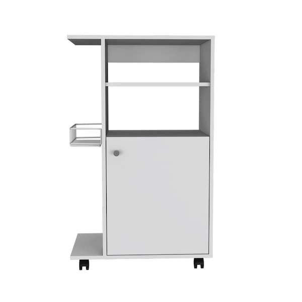 Tuhome Clip Kitchen Cart, Single Door Cabinet, Four Casters, White - MLB6771