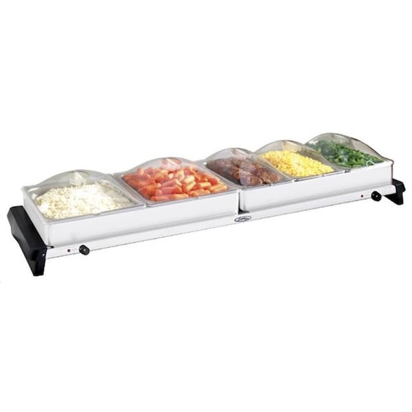 Broilking / Cadco BroilKing NBS-5SP Professional Grand Buffet Server - with Stainless Base & Plastic Lids - NBS-5SP
