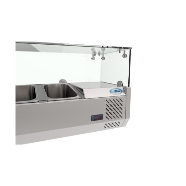 Koolmore Refrigerated Countertop Condiment Prep Station with Glass Sneeze Guard - SCDC-8T