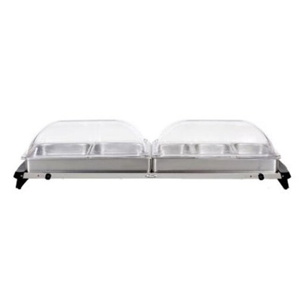 Broilking / Cadco BroilKing NBS-5RT Professional Grand Buffet Server with Stainless Base and Rolltop Lids - NBS-5RT
