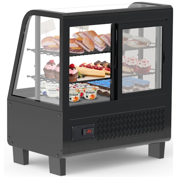 Koolmore Commercial Countertop Refrigerator Display Case Merchandiser with LED Lighting - CDC-3C-BK