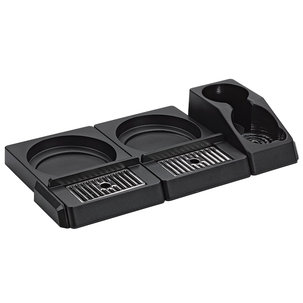 Service Ideas Modular Airpot Rack for 2 Airpots with Condiment Tray, Plastic, Black - APD2BL
