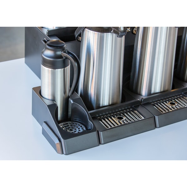 Service Ideas Modular Airpot Rack for 2 Airpots with Condiment Tray, Plastic, Black - APD2BL