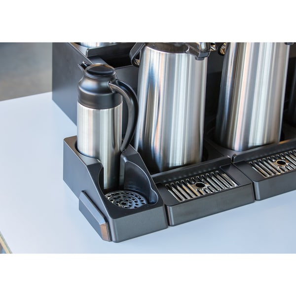 Service Ideas Modular Airpot Rack for 2 Airpots with Condiment Tray, Plastic, Black - APD2BL