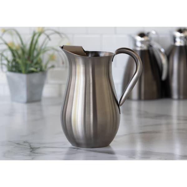 Service Ideas Pitcher with Ice Guard, Bell Shaped, 2 L, Stainless Steel, Dark Tungsten - WPB2BSDT