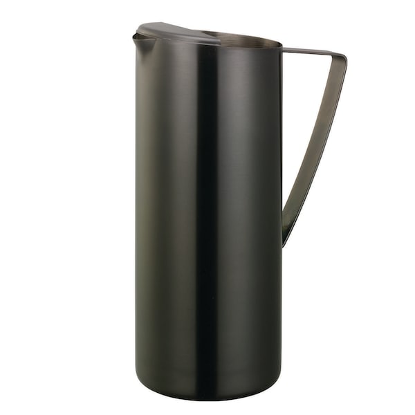 Service Ideas Slim Water Pitcher, 1.9L, Stainless Steel, Ice Guard, Dark Tungsten - X7025BSDT
