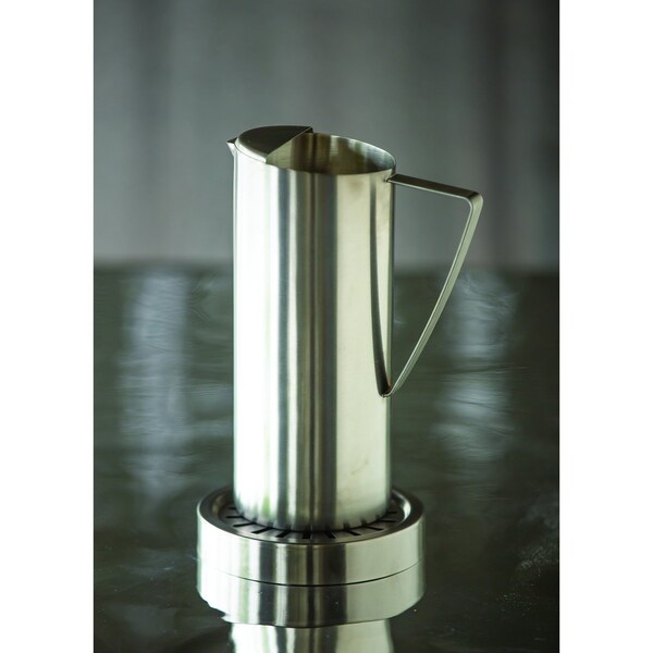 Service Ideas Slim Water Pitcher, 1.9L, Stainless Steel, Ice Guard, Dark Tungsten - X7025BSDT