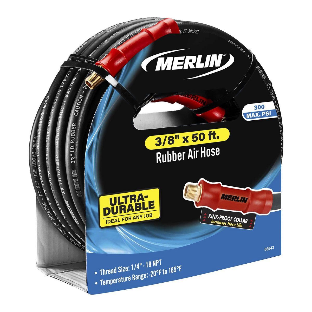 Manguera de aire de hule de 3/8 de pulgada x 50 pies - 58543