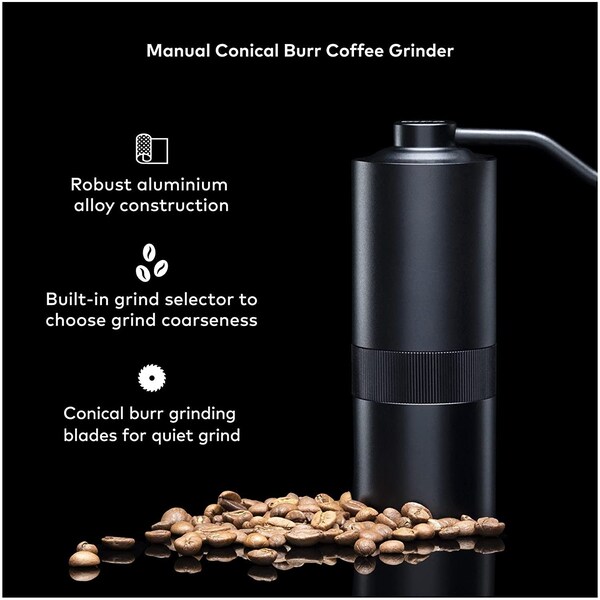 Chefwave Aluminum Alloy Manual Conical Burr Coffee Grinder w Adjustable Setting - CW-HCG