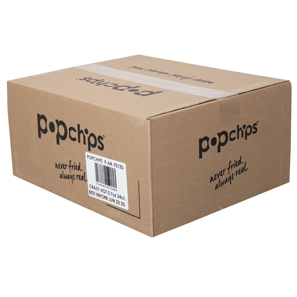 Popchips Popchips 0.7 oz. Papas Fritas Locas Caliente Kosher Aperitivo de Chips Popped, PK24 - F-AR-70120