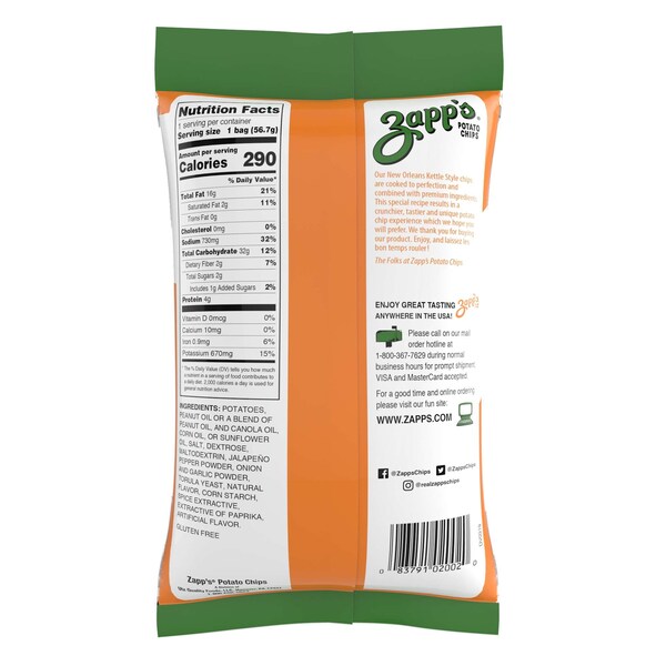 Papas Fritas Zapp's Jalapeño de 5 oz., paquete de 25 - 6021.