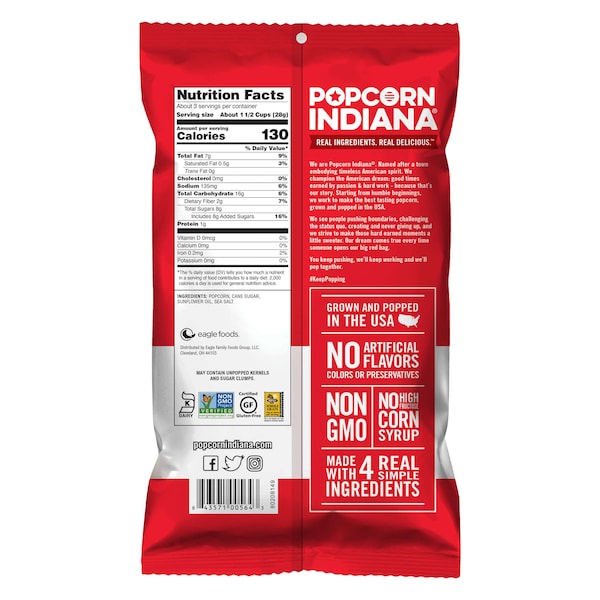Palomitas de maíz Popcorn Indiana Kettle Corn de 3 oz. Bolsa, paquete de 6 - 8435710081