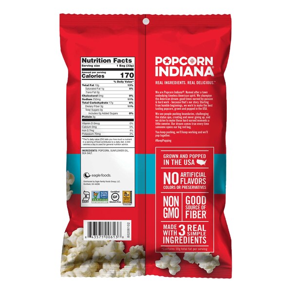 Palomitas de maíz Popcorn Indiana Caddy Sea Salt 1.1 oz., paquete de 6 - 8435710046