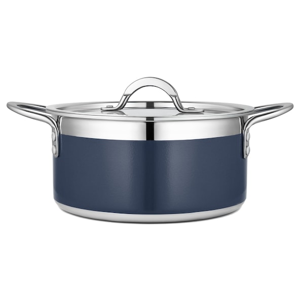 Bon Chef Country French 2 Pot W/Cover 8 5/8"D X 3 7/8"H 3 Qt 9 Oz - Cobalt Blue - 71301-CF2-CB