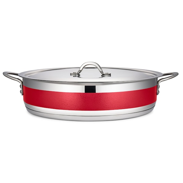 Bon Chef Country French 2 Pot W/Cover 14 3/4" Dia X 3 3/8" H  9 Qt - Red - 71032-CF2-R
