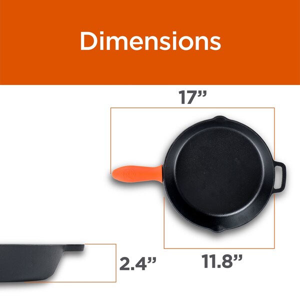Commercial Chef Cast Iron Skillet Pan 12'' Skillet - CHFL12
