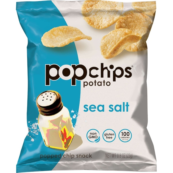 Popchips 0.8 oz. Botana de Papas con Sal Marina, Kosher-Parve, PK24 - F-AR-71100