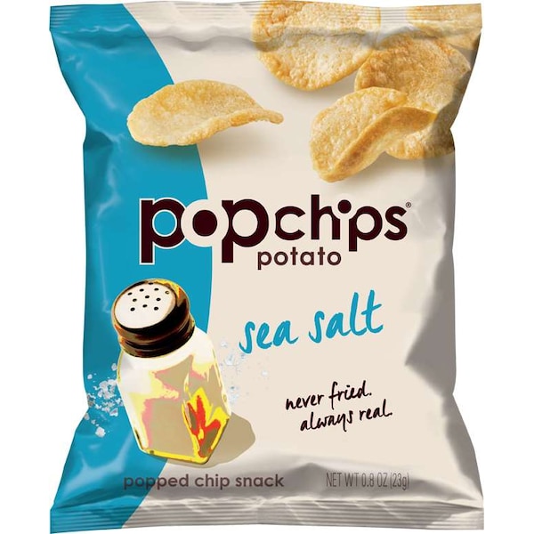 Popchips 0.8 oz. Botana de Papas con Sal Marina, Kosher-Parve, PK24 - F-AR-71100