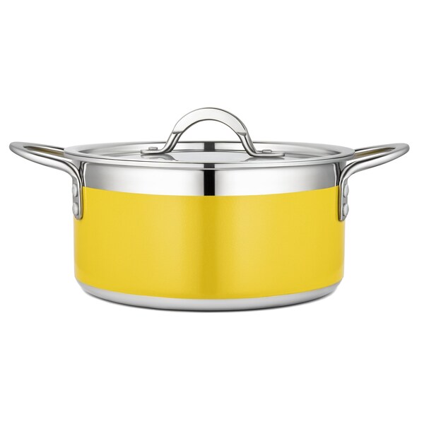 Bon Chef Country French 2 Pot W/Cover 8 5/8"D X 3 7/8"H 3 Qt 9 Oz - Yellow - 71301-CF2-Y
