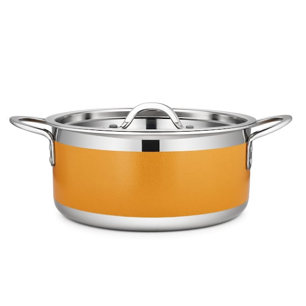 Bon Chef Country French 2 Pot W/Cover 9 3/8"Diax 4 3/8"H 4 Qt 9 Oz - Orange - 71302-CF2-O
