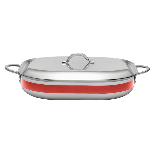 Bon Chef Country French 2 Oblong Pan W/Lid  15" X 11" X 2 7/8"  5 Qt - Red - 71023-CF2-R