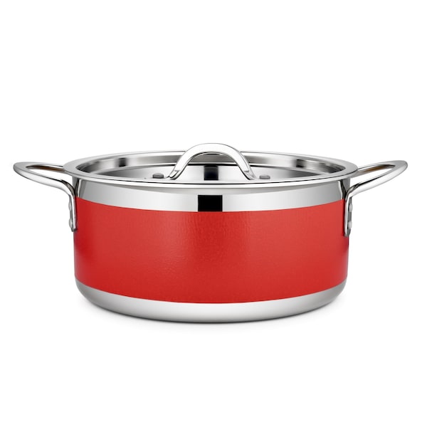 Bon Chef Country French 2 Pot W/Cover 9 3/8"Diax 4 3/8"H 4 Qt 9 Oz - Red - 71302-CF2-R