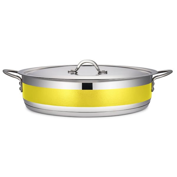 Bon Chef Country French 2 Pot W/Cover 14 3/4" Dia X 3 3/8" H  9 Qt - Yellow - 71032-CF2-Y