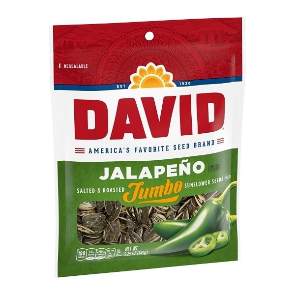 Semillas de girasol David David Jalapeño 5.25 oz. Paquete de 12 - 2620046470