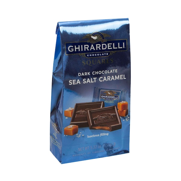 Cuadrado de Caramelo con Chocolate Amargo y Sal Marina Ghirardelli 5.32 oz. Bolsa, Paquete de 6 - 61866