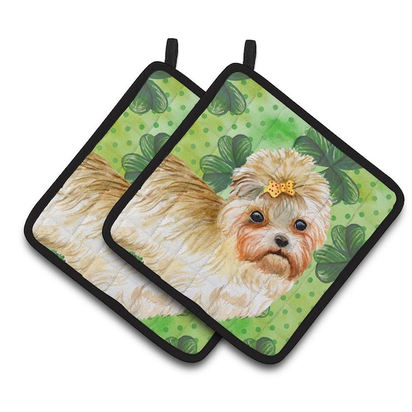 Carolines Treasures Morkie St.Patricks Pair of Pot Holders - BB9842PTHD