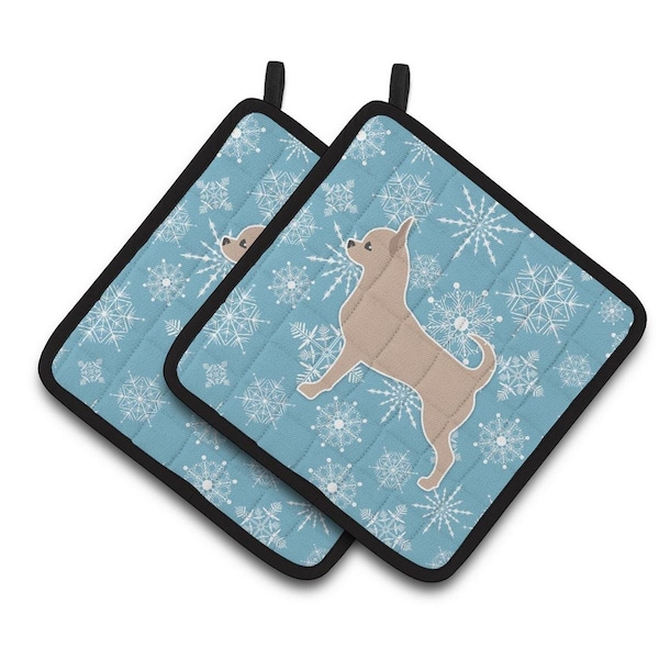 Carolines Treasures Winter Snowflake Chihuahua Pair of Pot Holders - BB3550PTHD