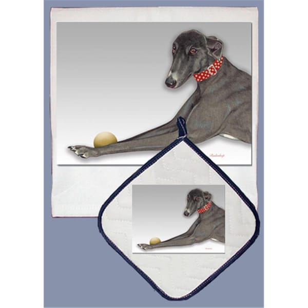 Bakebetter Dish Towel and Pot Holder Set - Greyhound Black - BA2633776