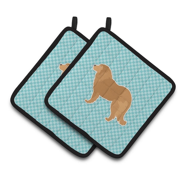 Carolines Treasures Caucasian Shepherd Dog Checkerboard Blue Pair of Pot Holders - BB3725PTHD
