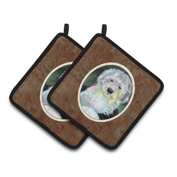 Carolines Treasures Old English Sheepdog Pair of Pot Holders, 7.5 x 3 x 7.5 in. - 7252PTHD