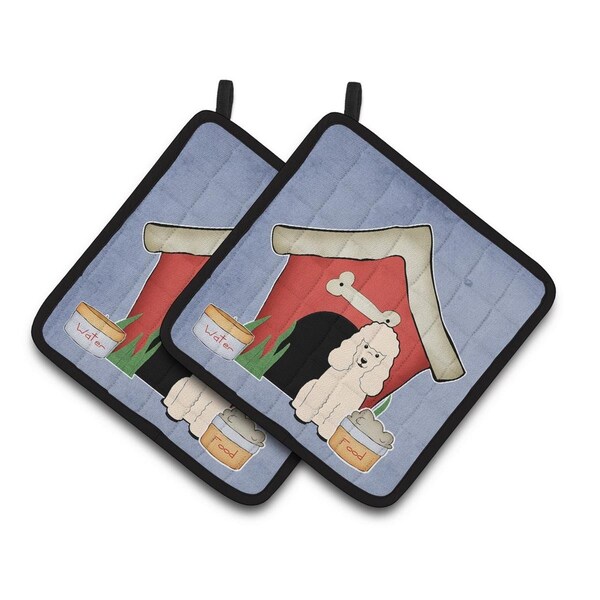 Carolines Treasures Dog House Collection Poodle White Pair of Pot Holders - BB2824PTHD