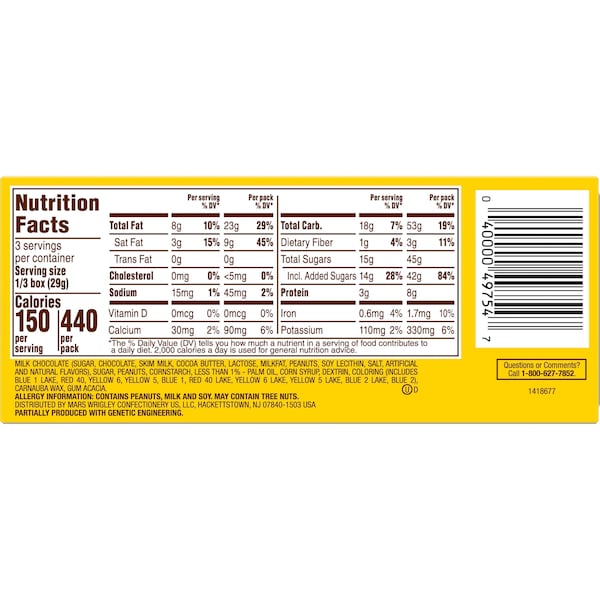 Caja de película M&M's cacahuate de M&M's de 3.1 oz., PK12 - 313609